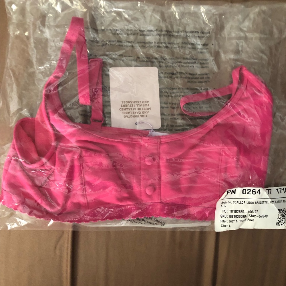 BNWT Savage Fenty Bralette Scallop Logo hot & heavy pink large